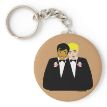 2 Grooms (Ethnic and Blonde) Key Chains