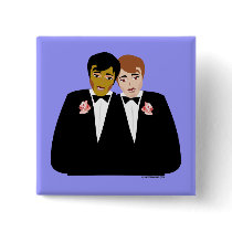 2 Grooms (Ethnic and Brown-Haired) Pinback Buttons