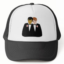 2 Grooms (Ethnic and Brown-Haired) Trucker Hat