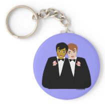 2 Grooms (Ethnic and Brown-Haired) Keychain