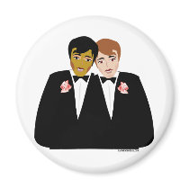 2 Grooms (Ethnic and Brown-Haired) Fridge Magnet