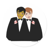 2 Grooms (Ethnic and Brown-Haired) Sticker