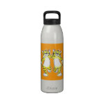 2 happy cats drinking bottles