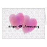 2 Hearts Happy 40th Anniversary Greeting Cards