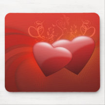 2 hearts red - customizable with your text mouse mat