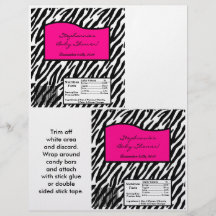 2 Hershey's Large Bar Wrapper Hot Pink Zebra Print Flyer Design