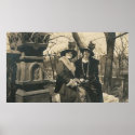 2 ladies with hats with feathers posters