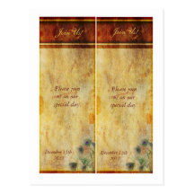 2 Peacock Feather Save the Date Bookmarks Post Card