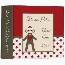 2" PHOTO Binder Scrapbook Red Sock Monkey