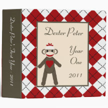 2" PHOTO Binder Scrapbook Red Sock Monkey