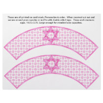 2 Pink Bat Mitzvah Custom Cupcake Wrappers
