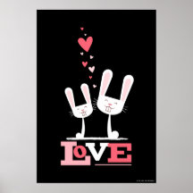 2 Rabbits in Love Poster Print