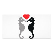 2 seahorses in love icon photo cards