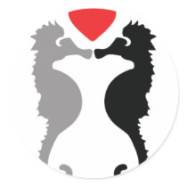 2 seahorses in love icon stickers