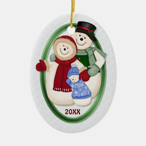 2 Sided - 1st Christmas Blue Frosty Snowman Family Ornament
