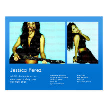 2-Sided Actor & Model 2 Shot Blue Headshot Comp Postcard
