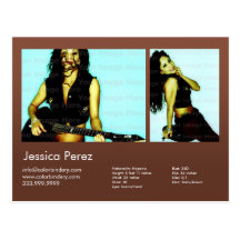 2-Sided Actor & Model 2 Shot Brown Headshot Comp Postcards