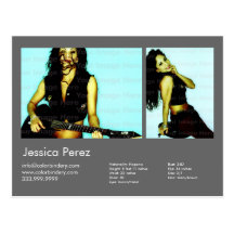 2-Sided Actor & Model 2 Shot Dark Grey Headshot Co Post Cards