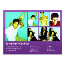 2-Sided Actor & Model Violet Headshot Comp Post Cards