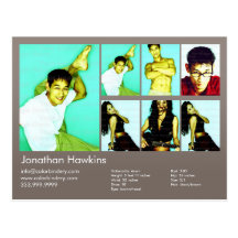 2-Sided Actor & Model Warm Grey Headshot Comp Post Card