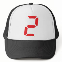 2 two red alarm clock digital trucker hats