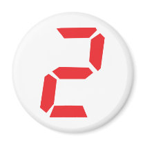 2 two red alarm clock digital fridge magnet