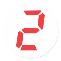 2 two red alarm clock digital round sticker