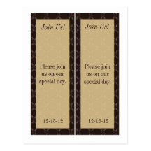 2 Vintage Brown/Creme Wedding Save Date Bookmark Post Cards