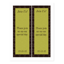 2 Vintage Brown/Green Wedding Save Date Bookmark Postcard
