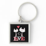 2 White Cats in Love Key Chains
