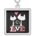 2 White Cats in Love | Rabbit Pendant necklaces