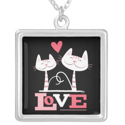 2 White Cats in Love | Rabbit Pendant by LisaMarieDesign