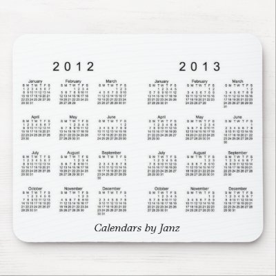 Year 2013 Calendar on Year Calendar 2012   2013 Mousepad At Zazzle Ca