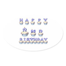 2 Years Old Oval Stickers