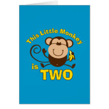 2ème carte de garçon d'anniversaire de petit singe