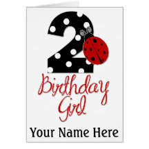 2ème Fille d'anniversaire - coccinelle - 2 Madame  Carte