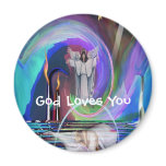 2GodIsNoFantasybywebbie, God Loves You Fridge Magnets