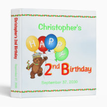 2nd Birthday Bears Memory Album 1 Inch 3 Ring Binders
