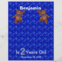 2nd Birthday Dancing Bear Scrapbook Paper 1 Flyer Design