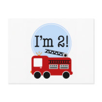 2nd Birthday Firetruck Postcard