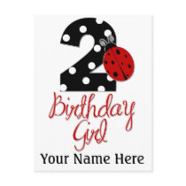 2nd Birthday Girl - Ladybug - 2 Lady Bug Post Cards