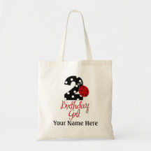 2nd Birthday Girl - Ladybug - 2 Lady Bug Tote Bag