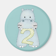 2nd Birthday Hippo Fridge Magnets