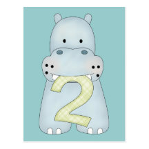 2nd Birthday Hippo Post Card
