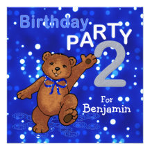 2nd Birthday Party Dancing Teddy Bear Personalized Invites