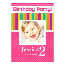 2nd Birthday Party Invitations Fun Neon GIRL