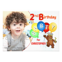 2nd Birthday Party Royal Teddy Bear Invite