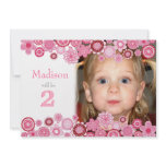 2nd Birthday Pink Party Number Photo Invitation