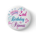 2nd Birthday Princess Pinback Button