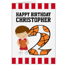 2nd Birthday Red and White Basketball Player v2 Cards